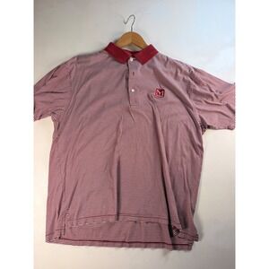 Flash Polo Shirt Mens Medium Red Striped Excellent Mercerized Cotton McWane Logo